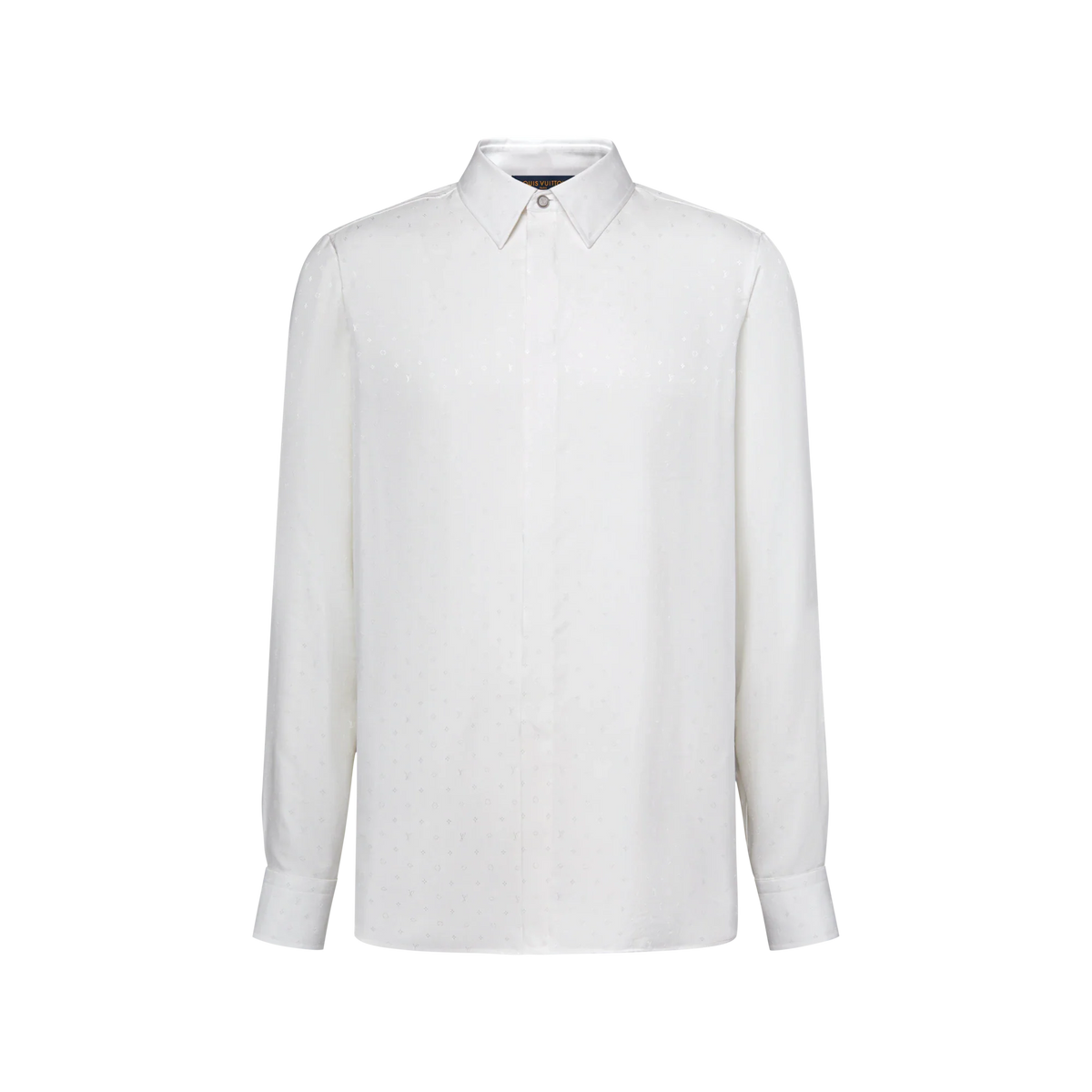 Men's Monogram Silk Satin Long-Sleeved Shirt