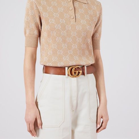Women's Wide Double G Buckle Leather Belt
