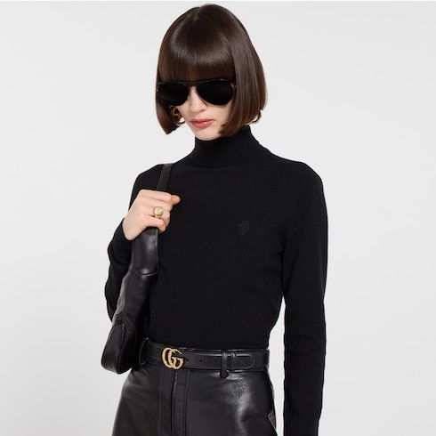 Women's Double G Buckle Leather Belt
