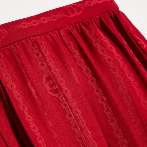 Women's Chain Silk Jacquard Pleated Midi Skirt