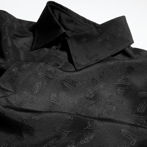 Women's Silk Habotai Crest Jacquard Shirt
