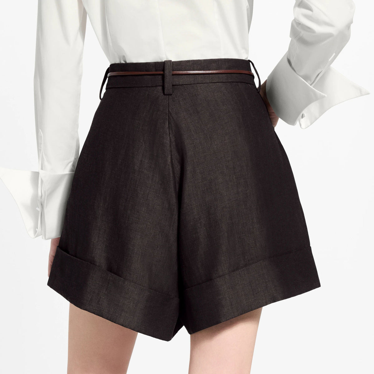 Women's Cord Belt Tailored Shorts