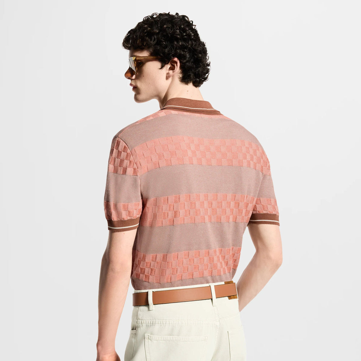 Men's Damier Striped Polo Shirt