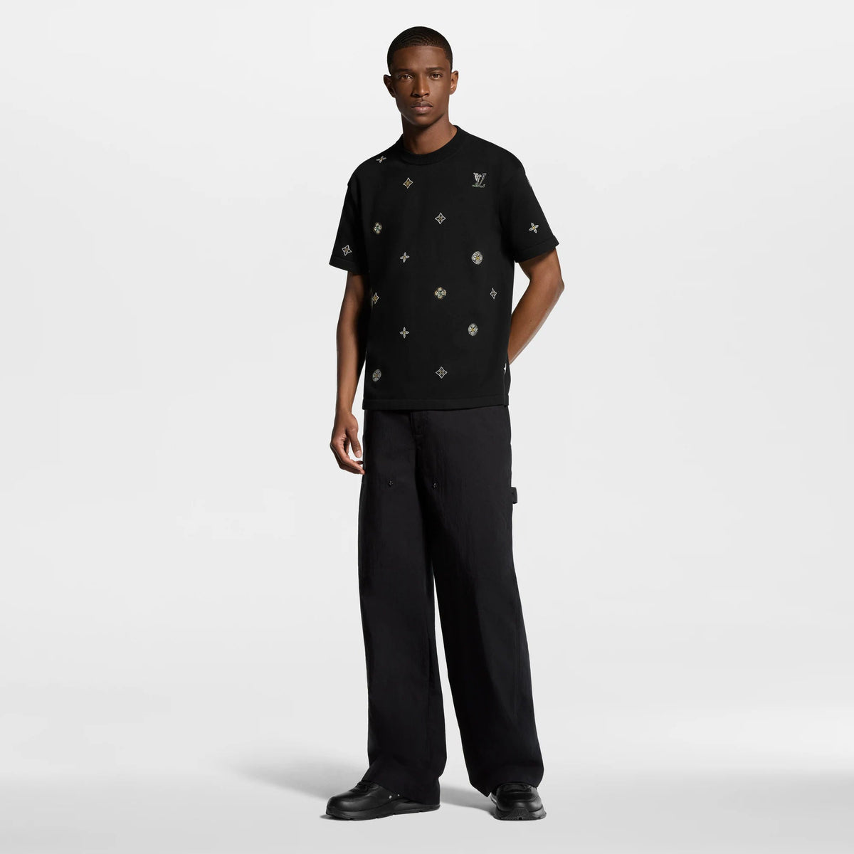 Men's Embellished Cotton Short-Sleeved Crewneck