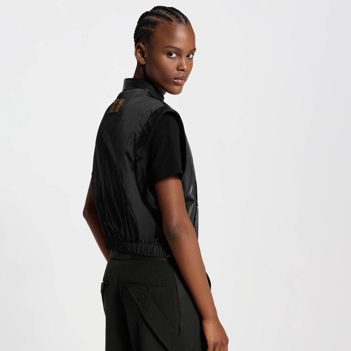 Women's Leather and Nylon Gilet