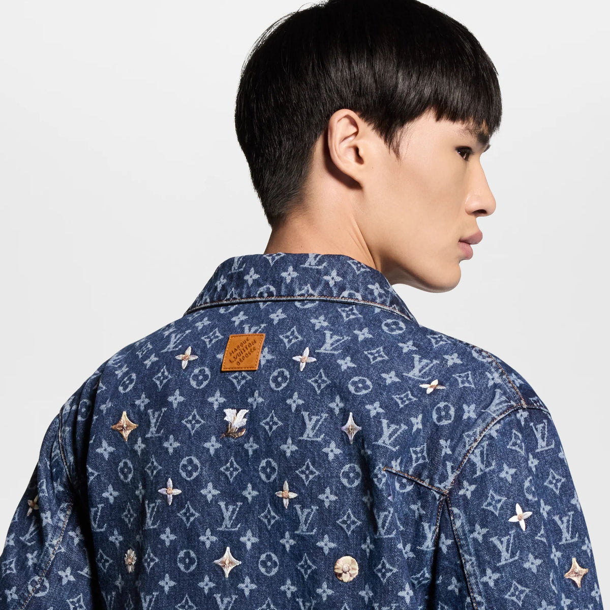 Men's Monogram Embroidered Denim Overshirt