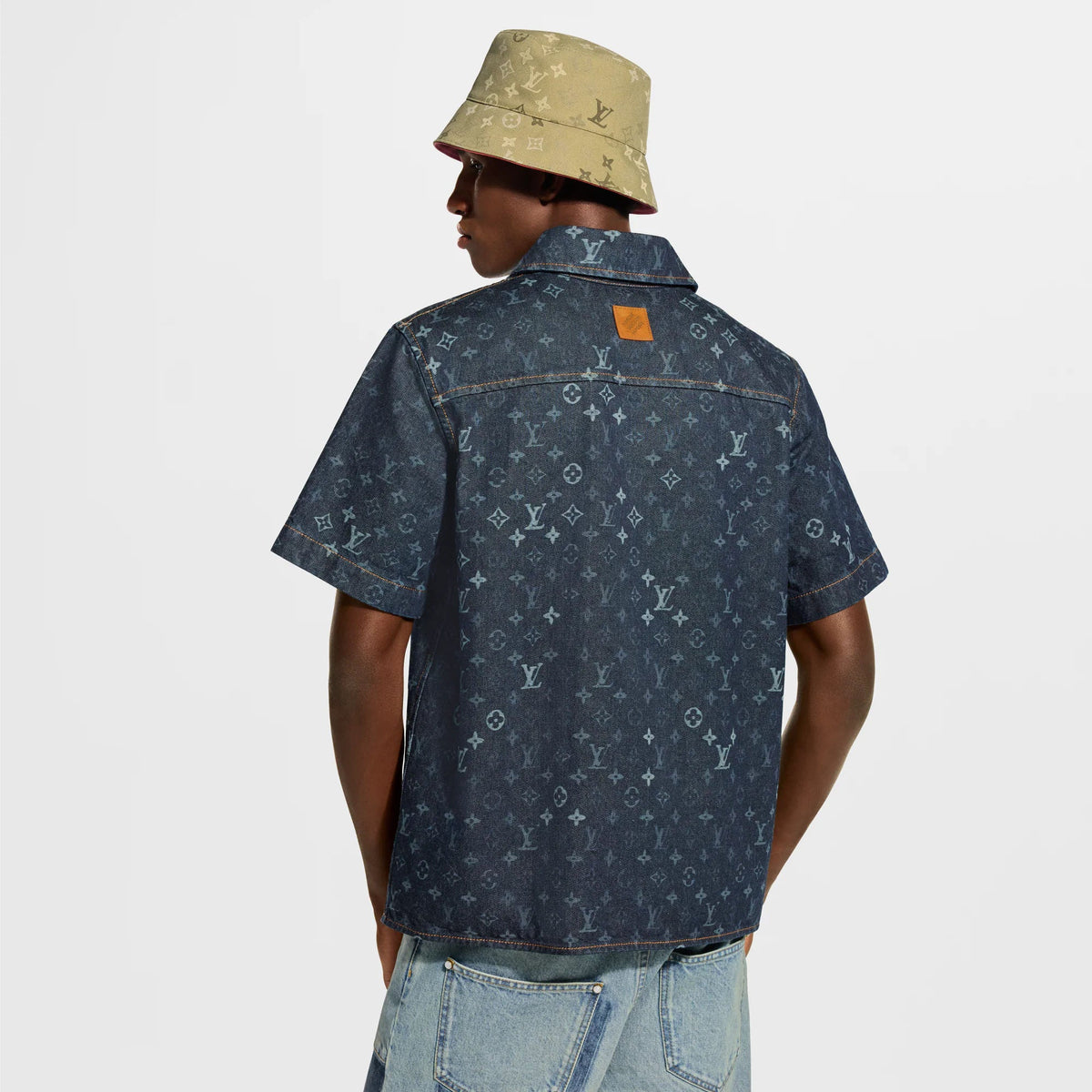 Men's Monogram Denim Short-Sleeved Shirt