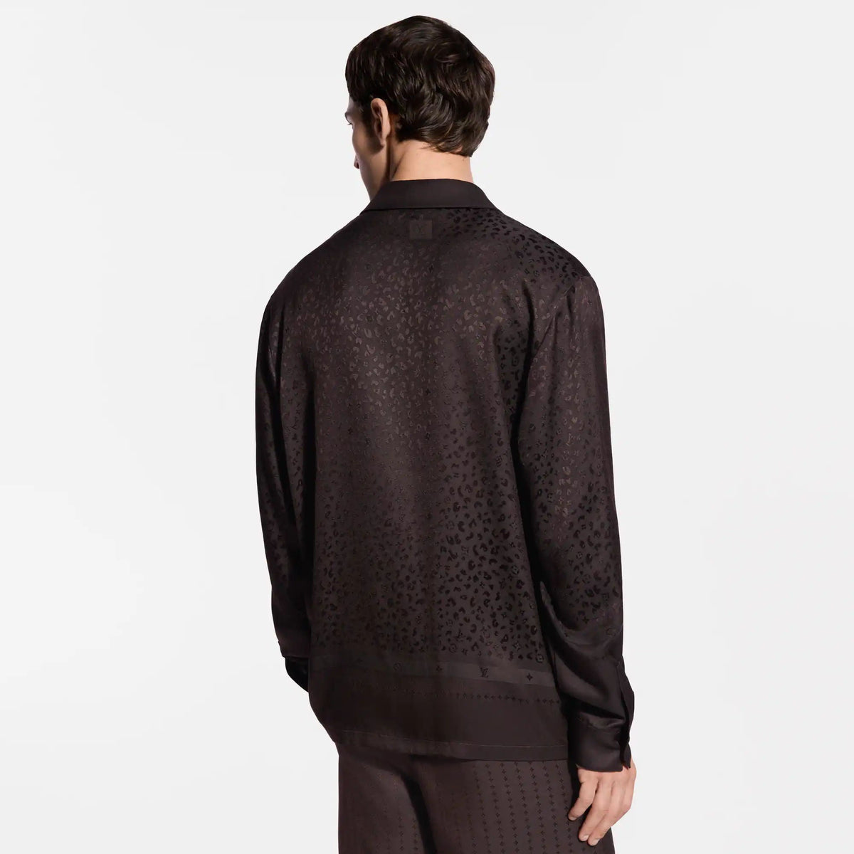 Men's Silk-Blend Scarf Jacquard Pajama Shirt