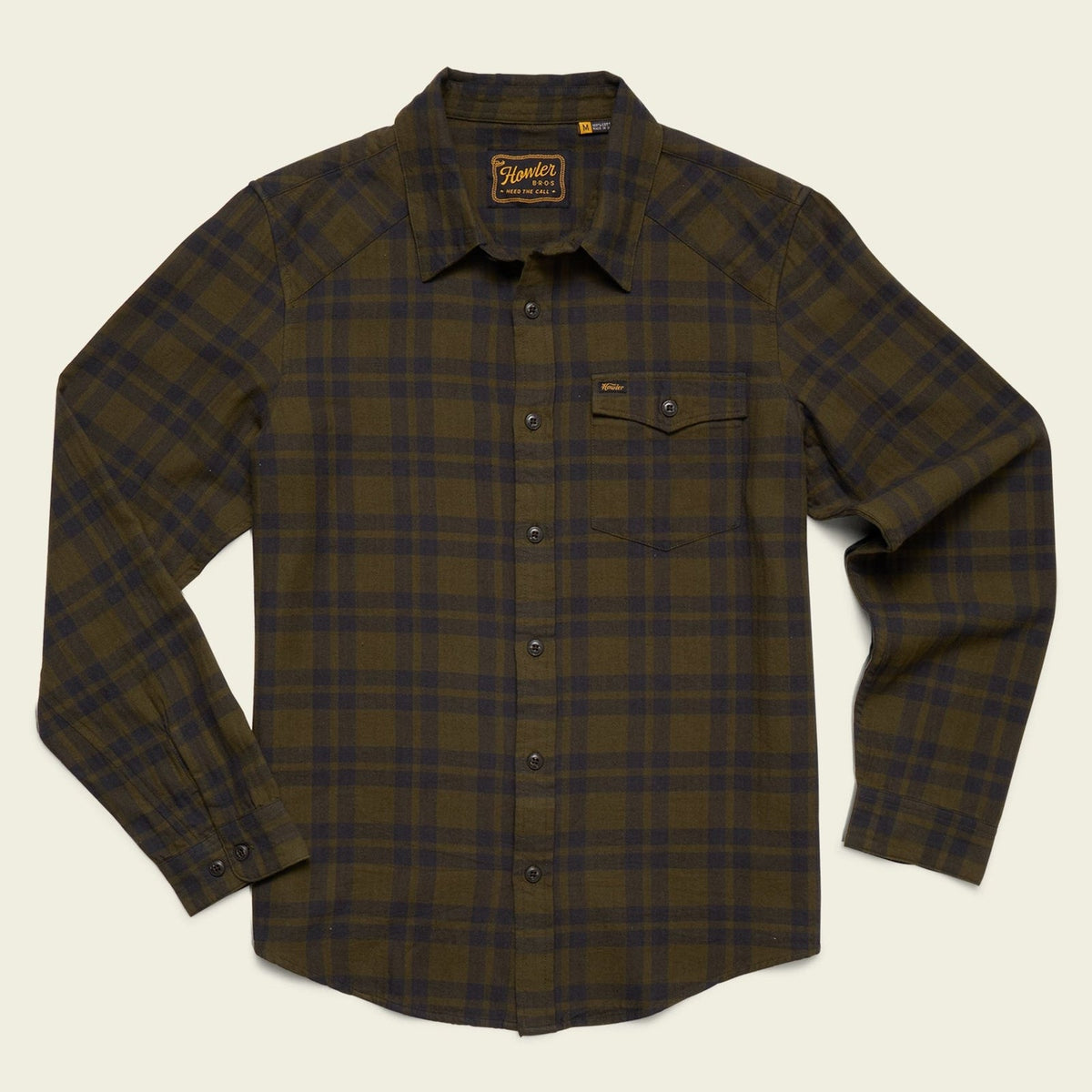 Roper's Clothing Lightweight Western Flannel in Cohen Plaid: Dark Olive, front view