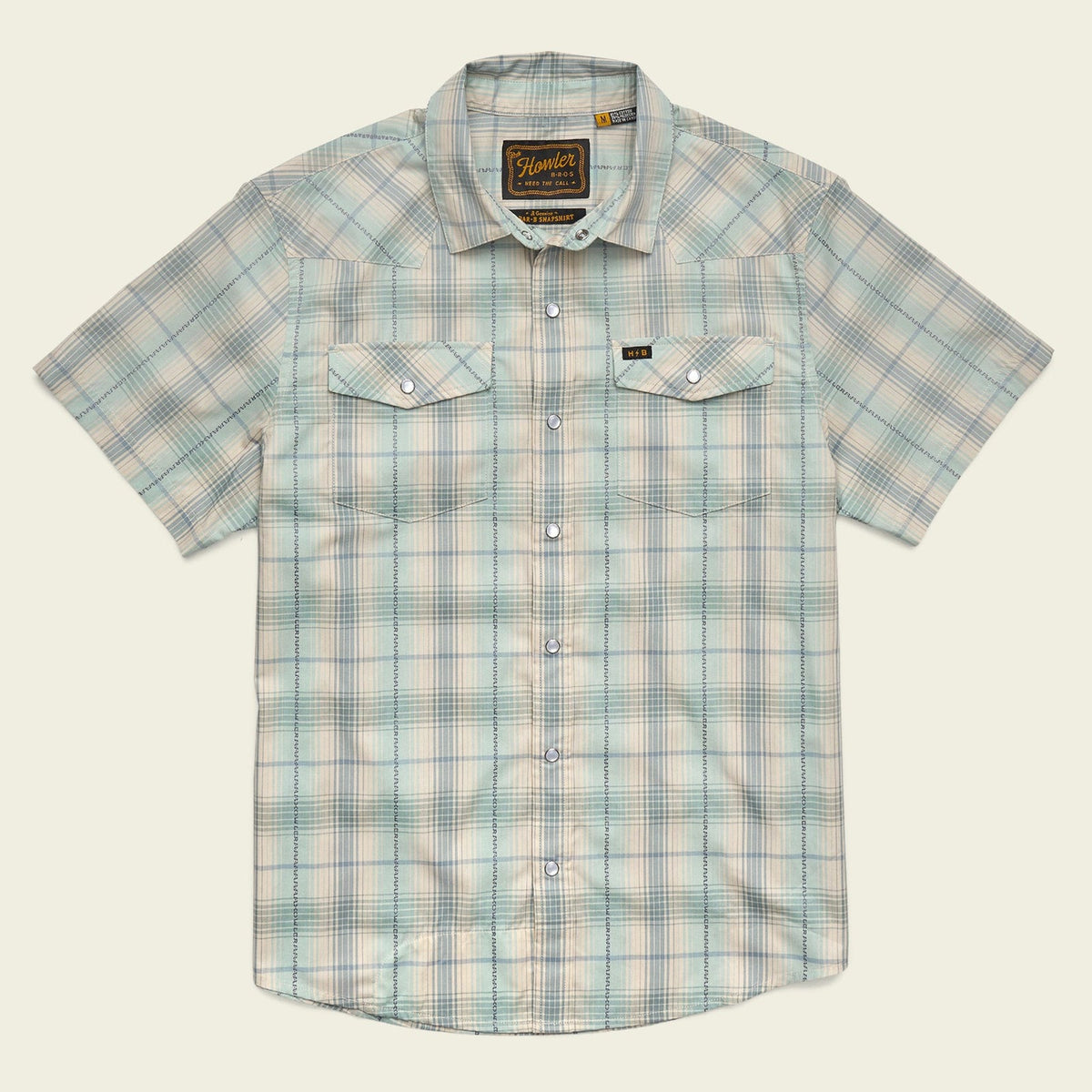 Roper's Clothing Pearl Snap Western Shirt in Prairie Plaid: Seafoam, front view