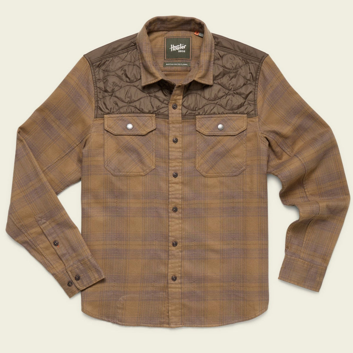Roper's Clothing Quilted Flannel Shirt Jacket in Big Barrett Plaid: Swamp, front view