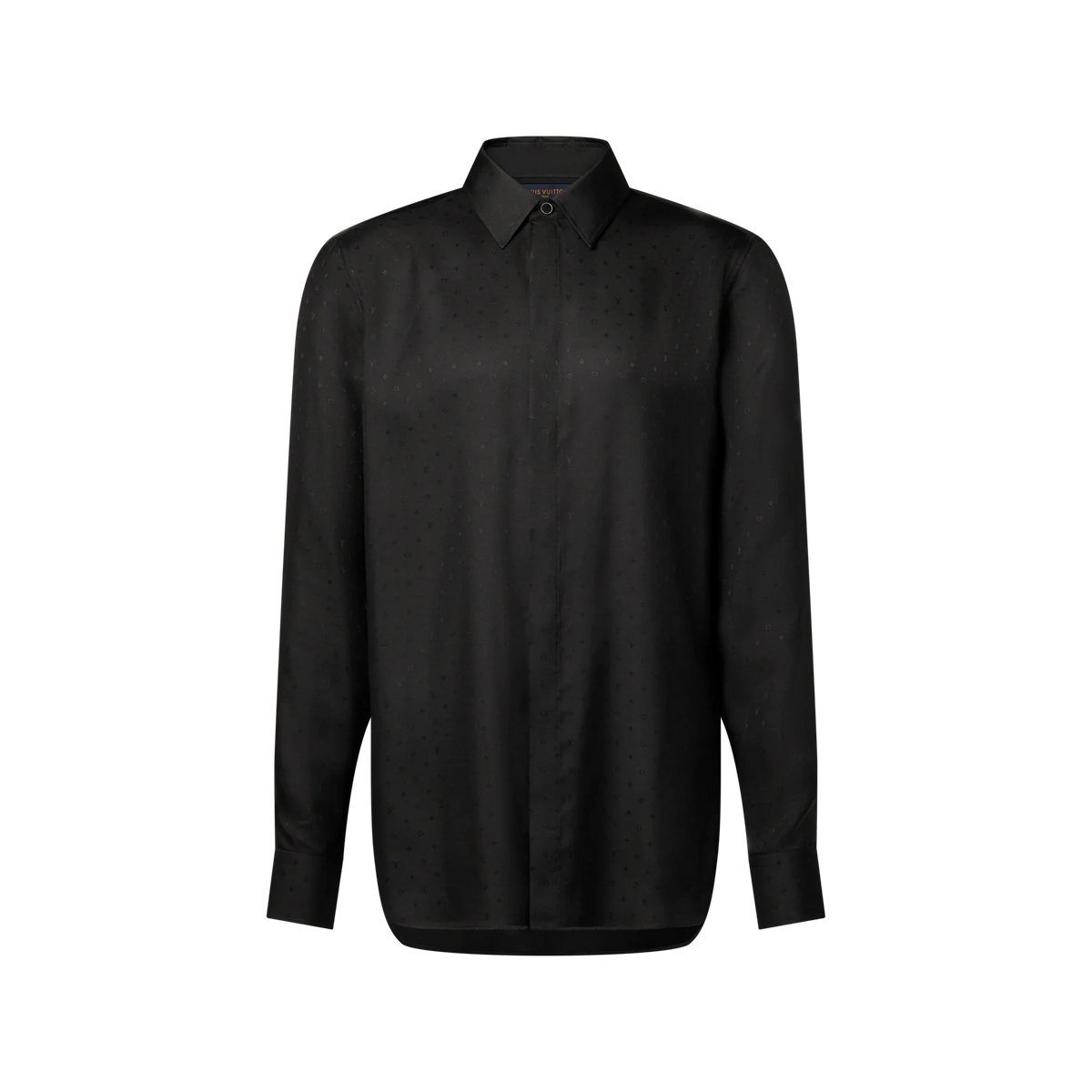 Men's Monogram Silk Satin Long-Sleeved Shirt