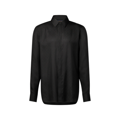 Men's Monogram Silk Satin Long-Sleeved Shirt