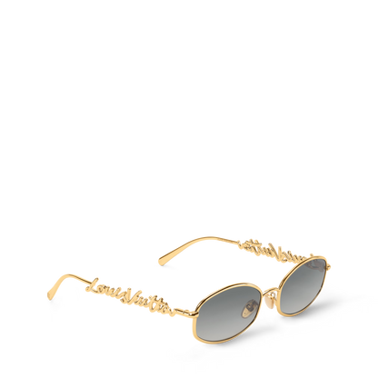 Women's Script Metal Round Sunglasses