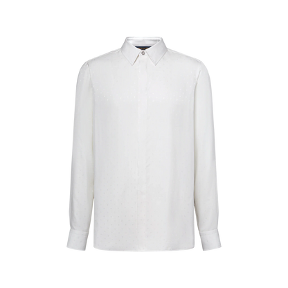 Men's Monogram Silk Satin Long-Sleeved Shirt