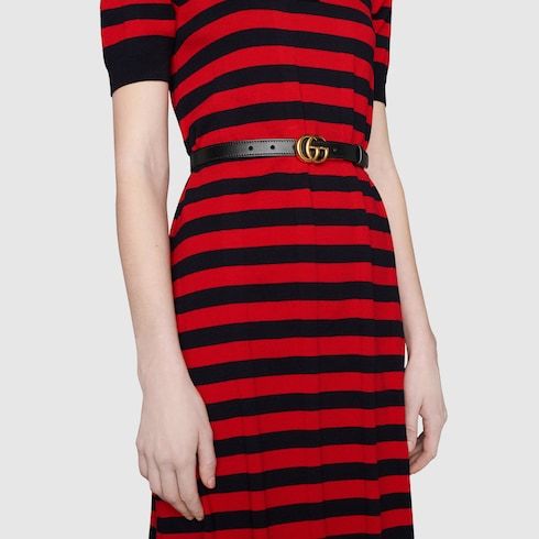 Women's Thin Reversible Leather Belt