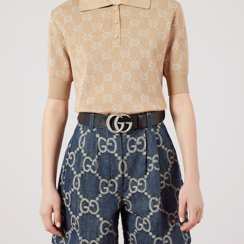 Women's Wide Double G Buckle Leather Belt