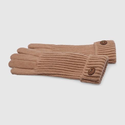 Women's Wool Cashmere Gloves with Leather Patch