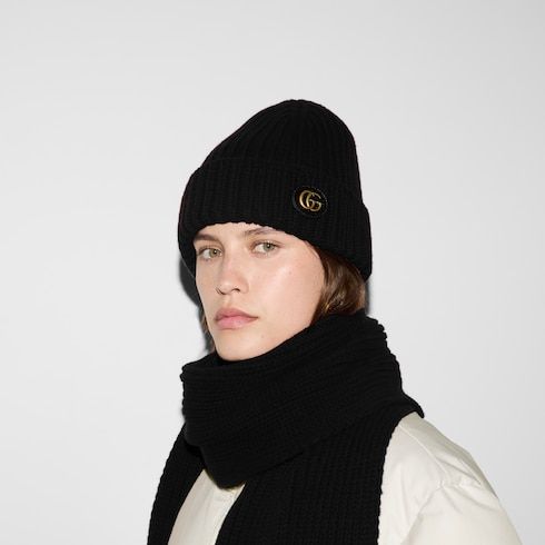 Women's Wool Cashmere Hat with Leather Patch