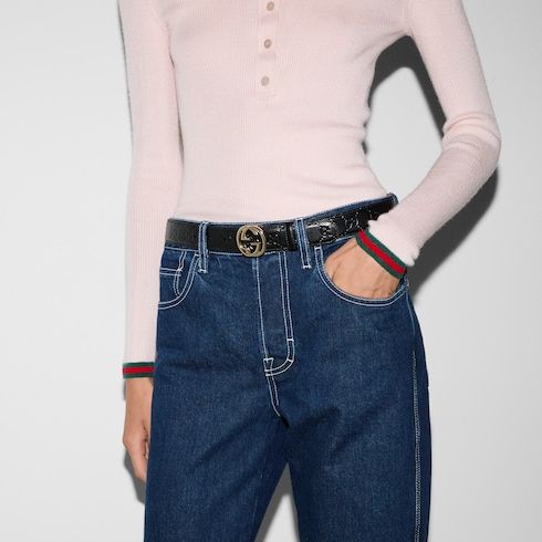 Women's Interlocking G Buckle Leather Belt