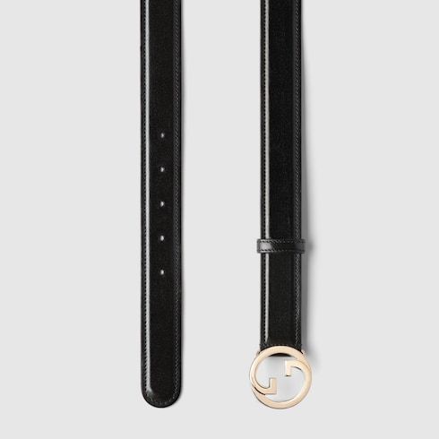 Women's Round Interlocking G Buckle Leather Belt