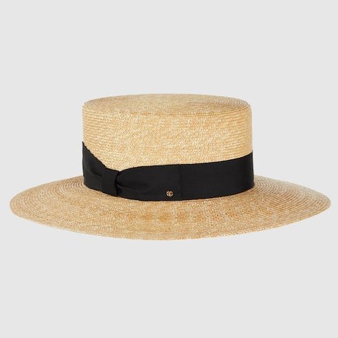 Men's Grosgrain Trim Straw Boater Hat