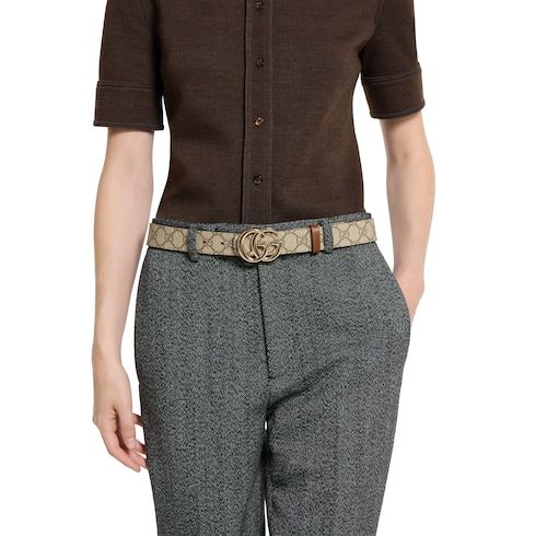 Women's Reversible Double G Buckle Canvas Belt