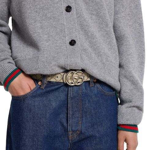 Women's Reversible Double G Buckle Canvas Belt