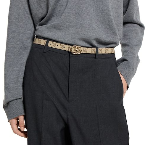 Women's Reversible Double G Buckle Canvas Belt