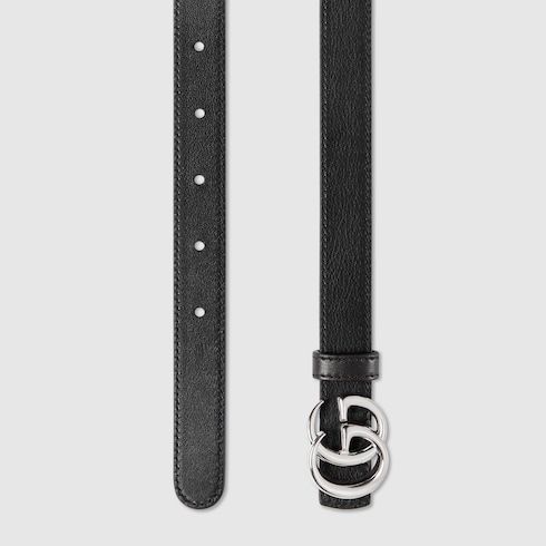 Women's Thin Reversible Double G Buckle Leather Belt