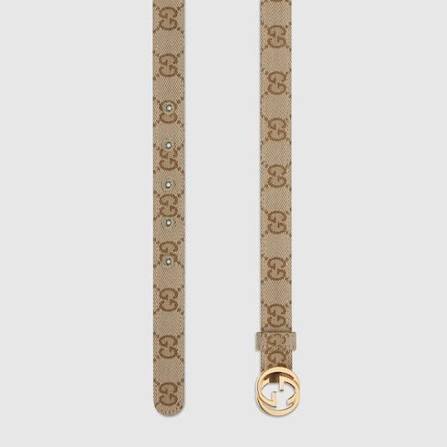 Women's Thin Interlocking G Buckle Belt