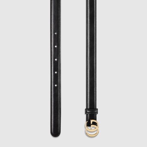 Women's Thin Double G Buckle Leather Belt