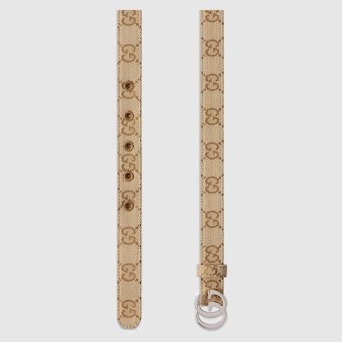 Women's Double G Buckle Canvas Thin Belt