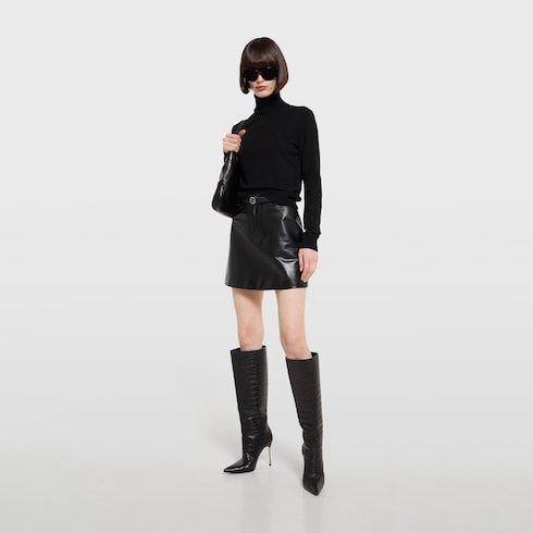 Women's Thin Interlocking G Buckle Leather Belt