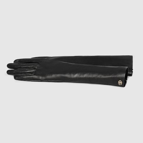Women's Leather Gloves with Double G Detail