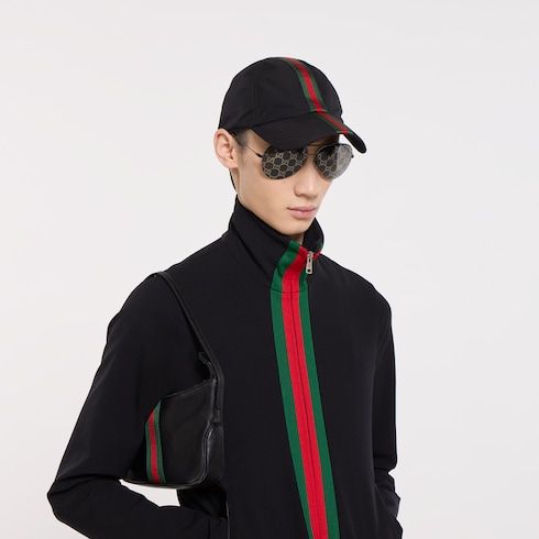 Men's Web Stripe Cotton Blend Baseball Cap