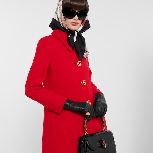 Women's Leather Gloves with Double G Detail