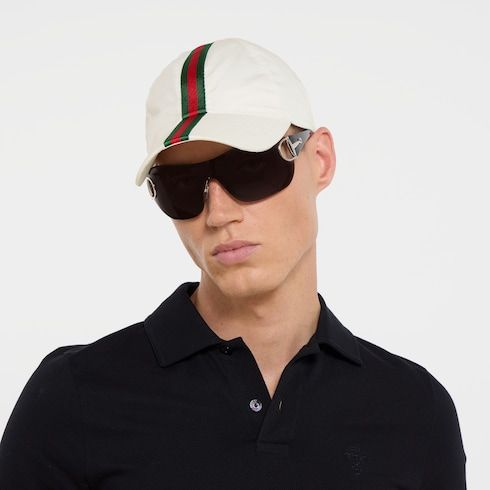 Men's Web Stripe Cotton Blend Baseball Cap