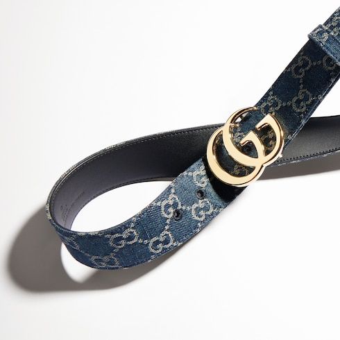 Women's Wide Double G Buckle Denim Belt