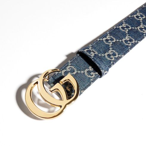Women's Wide Double G Buckle Denim Belt