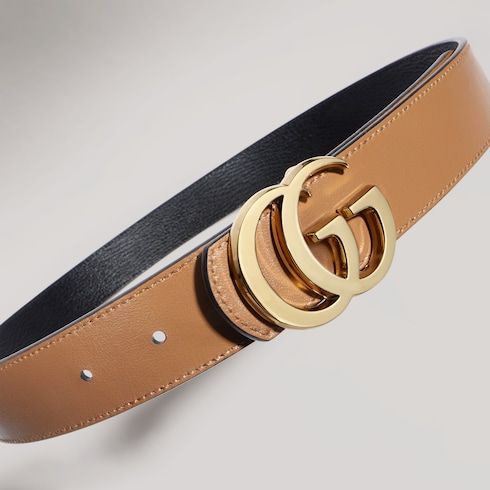 Women's Double G Buckle Reversible Leather Belt