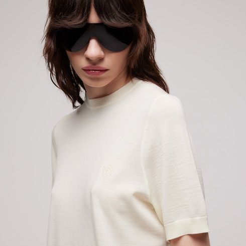 Women's Embroidered Fine Wool Crewneck Sweater