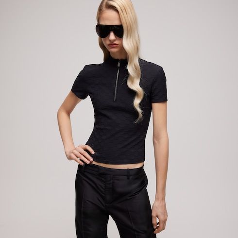 Women's Jersey Jacquard Half-Zip T-Shirt