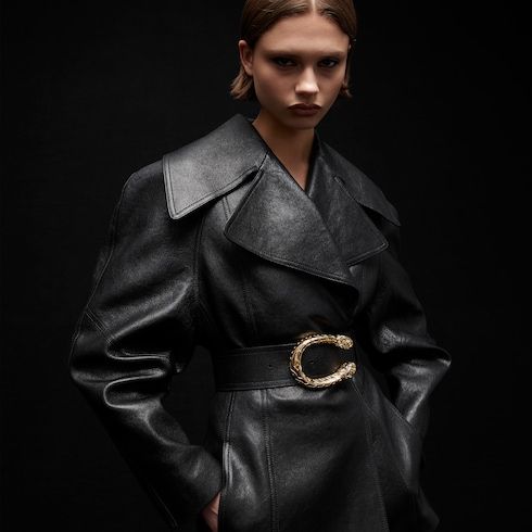 Women's Soft Grainy Leather Trench Coat