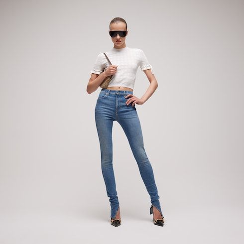 Women's Braided Cotton Blend Top with Frill Trim