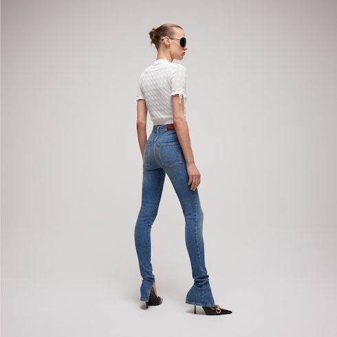 Women's Braided Cotton Blend Top with Frill Trim