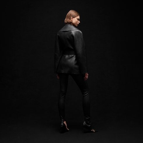Women's Soft Grainy Leather Trench Coat