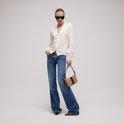 Women's Fine Wool Cardigan with Embroidery