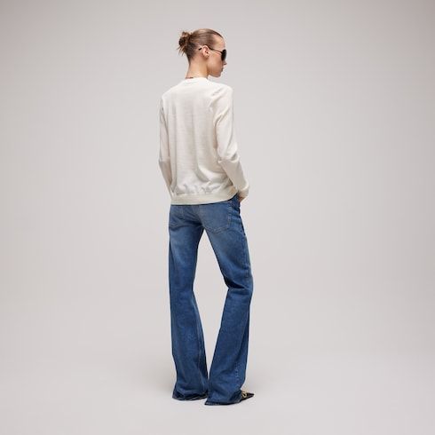 Women's Fine Wool Cardigan with Embroidery