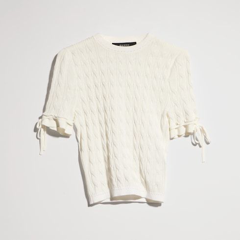 Women's Braided Cotton Blend Top with Frill Trim